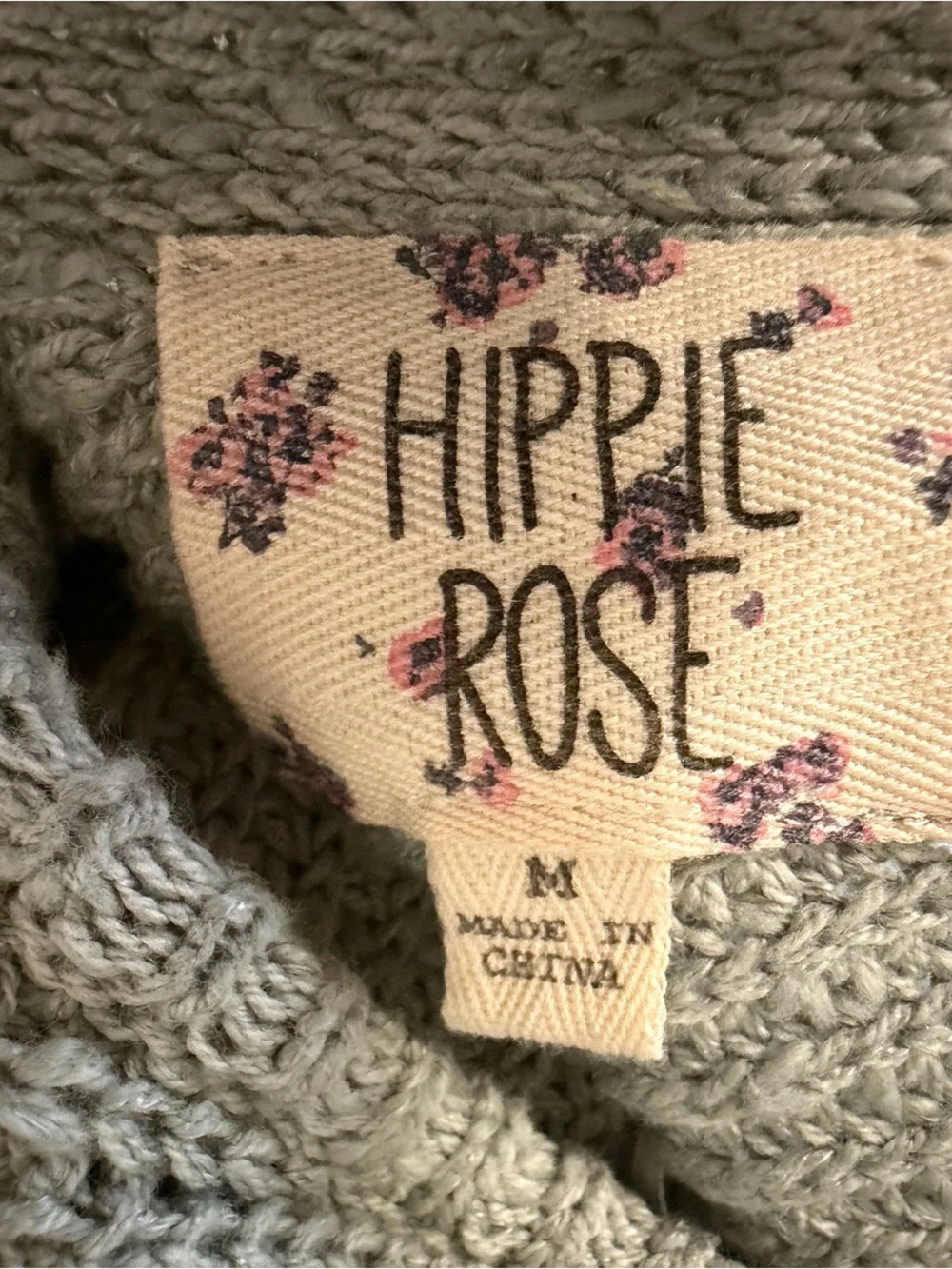 Hippie Rose Gray‎ Knit Cardigan V Neck Button Sweater Coastal Academia Size S